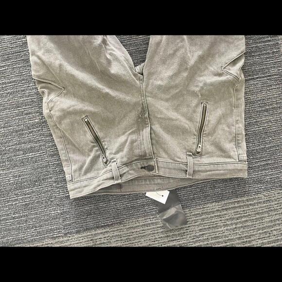 NWT New Rag & bone • moto equestrian leather sued skinny jeans 32 iron and black - Picture 5 of 8